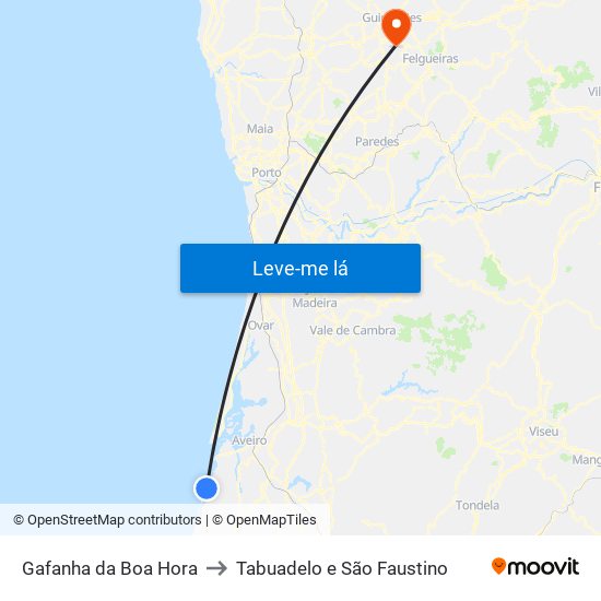 Gafanha da Boa Hora to Tabuadelo e São Faustino map