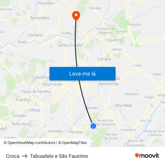 Croca to Tabuadelo e São Faustino map