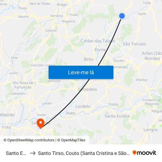 Santo Emilião to Santo Tirso, Couto (Santa Cristina e São Miguel) e Burgães map