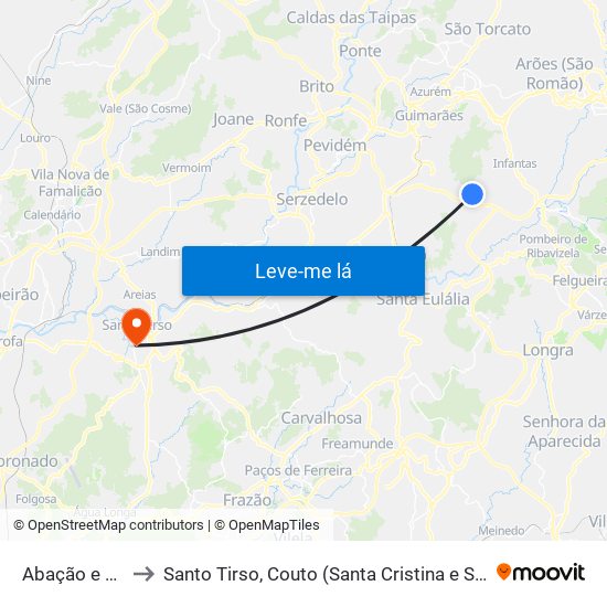 Abação e Gémeos to Santo Tirso, Couto (Santa Cristina e São Miguel) e Burgães map