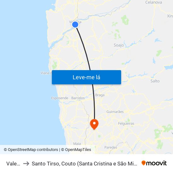 Valença to Santo Tirso, Couto (Santa Cristina e São Miguel) e Burgães map