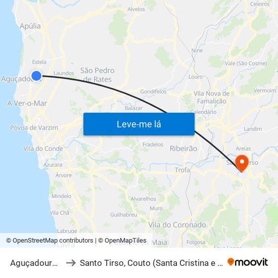 Aguçadoura e Navais to Santo Tirso, Couto (Santa Cristina e São Miguel) e Burgães map