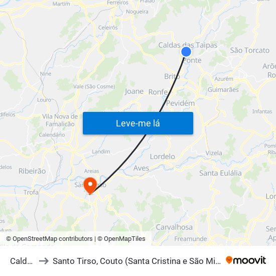 Caldelas to Santo Tirso, Couto (Santa Cristina e São Miguel) e Burgães map