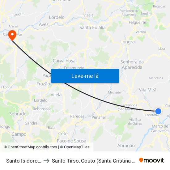 Santo Isidoro e Livração to Santo Tirso, Couto (Santa Cristina e São Miguel) e Burgães map