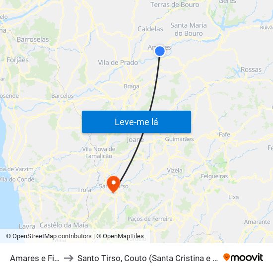 Amares e Figueiredo to Santo Tirso, Couto (Santa Cristina e São Miguel) e Burgães map