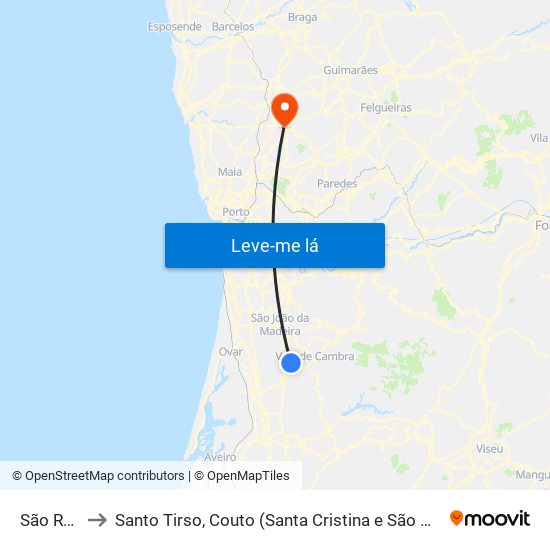 São Roque to Santo Tirso, Couto (Santa Cristina e São Miguel) e Burgães map