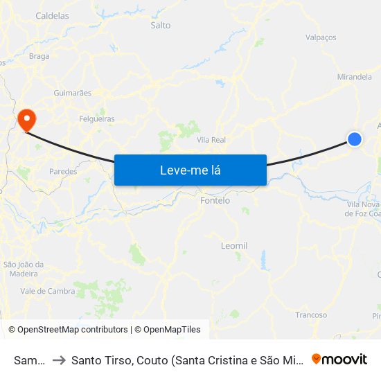 Samões to Santo Tirso, Couto (Santa Cristina e São Miguel) e Burgães map