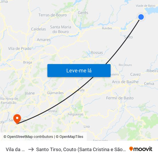 Vila da Ponte to Santo Tirso, Couto (Santa Cristina e São Miguel) e Burgães map