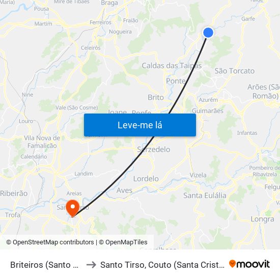 Briteiros (Santo Estêvão) e Donim to Santo Tirso, Couto (Santa Cristina e São Miguel) e Burgães map