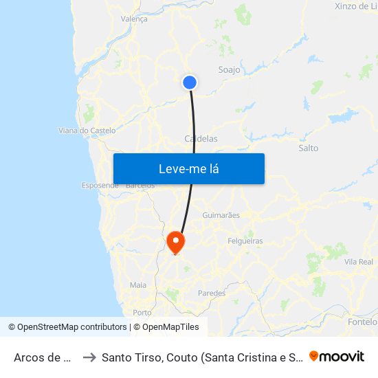 Arcos de Valdevez to Santo Tirso, Couto (Santa Cristina e São Miguel) e Burgães map