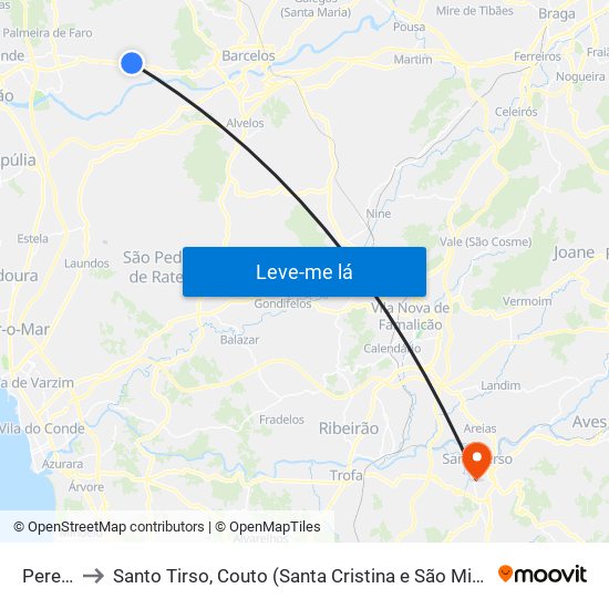 Perelhal to Santo Tirso, Couto (Santa Cristina e São Miguel) e Burgães map