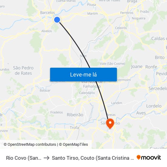 Rio Covo (Santa Eugénia) to Santo Tirso, Couto (Santa Cristina e São Miguel) e Burgães map