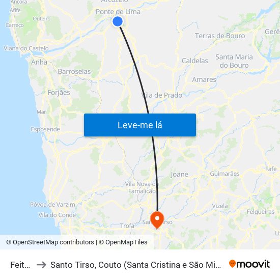 Feitosa to Santo Tirso, Couto (Santa Cristina e São Miguel) e Burgães map