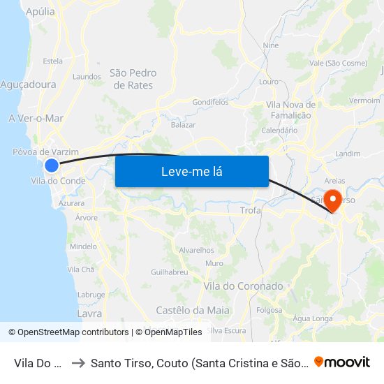 Vila Do Conde to Santo Tirso, Couto (Santa Cristina e São Miguel) e Burgães map