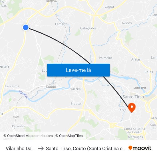 Vilarinho Das Cambas to Santo Tirso, Couto (Santa Cristina e São Miguel) e Burgães map