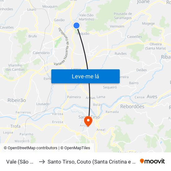 Vale (São Martinho) to Santo Tirso, Couto (Santa Cristina e São Miguel) e Burgães map