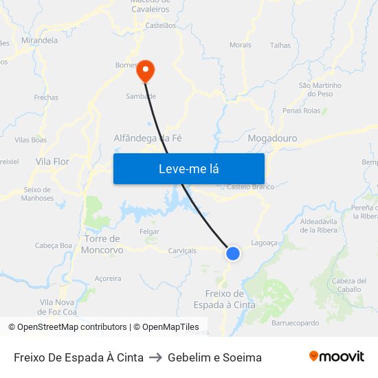 Freixo De Espada À Cinta to Gebelim e Soeima map