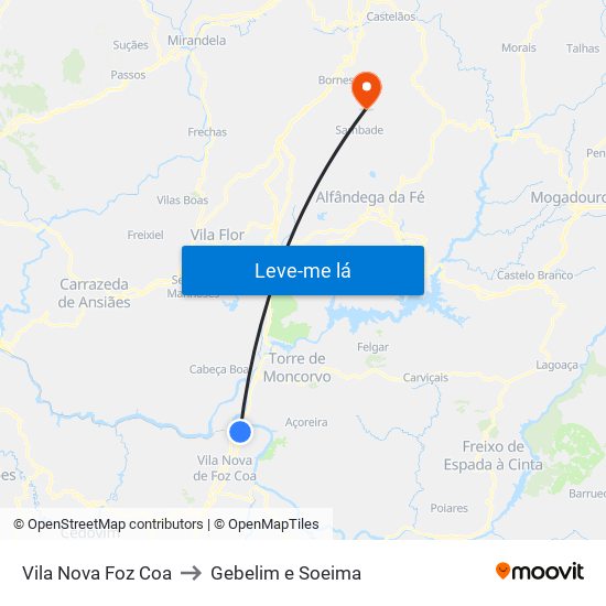 Vila Nova Foz Coa to Gebelim e Soeima map
