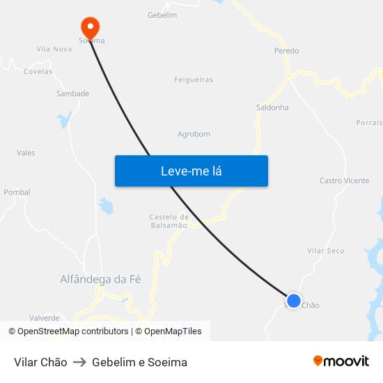 Vilar Chão to Gebelim e Soeima map