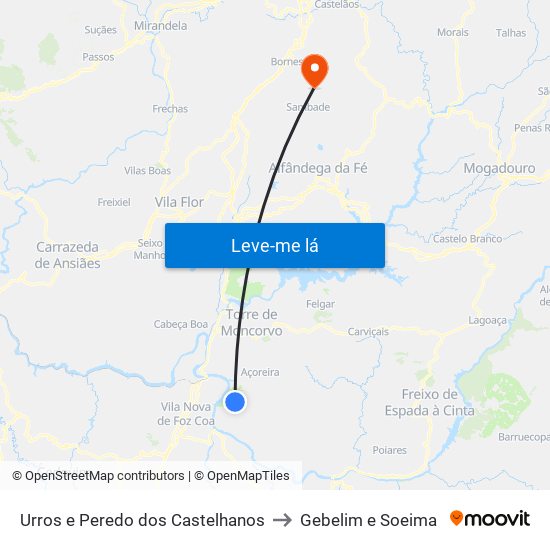 Urros e Peredo dos Castelhanos to Gebelim e Soeima map