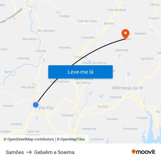 Samões to Gebelim e Soeima map