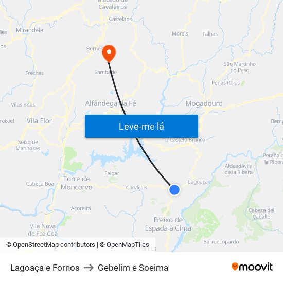 Lagoaça e Fornos to Gebelim e Soeima map