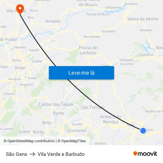 São Gens to Vila Verde e Barbudo map