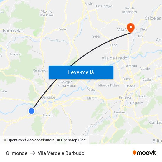 Gilmonde to Vila Verde e Barbudo map