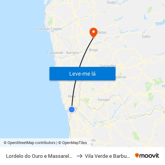 Lordelo do Ouro e Massarelos to Vila Verde e Barbudo map