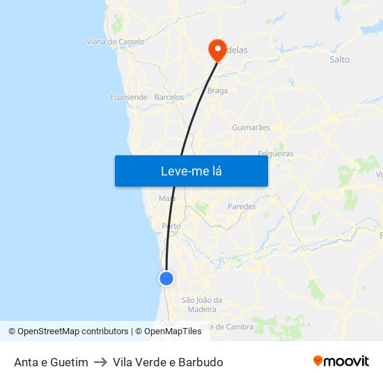 Anta e Guetim to Vila Verde e Barbudo map