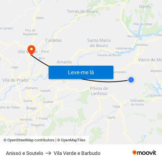 Anissó e Soutelo to Vila Verde e Barbudo map