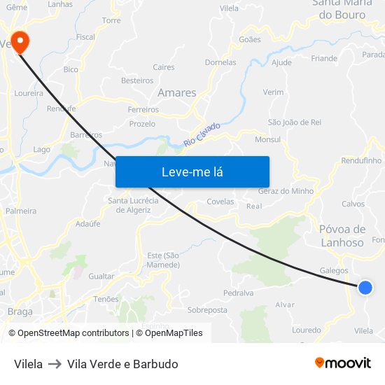 Vilela to Vila Verde e Barbudo map