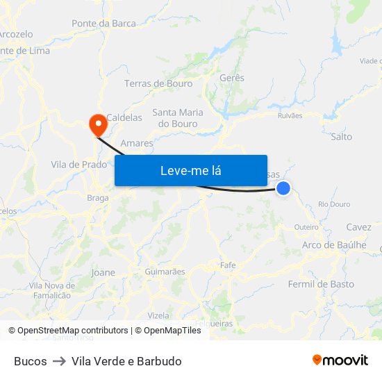 Bucos to Vila Verde e Barbudo map