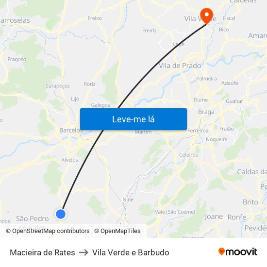 Macieira de Rates to Vila Verde e Barbudo map