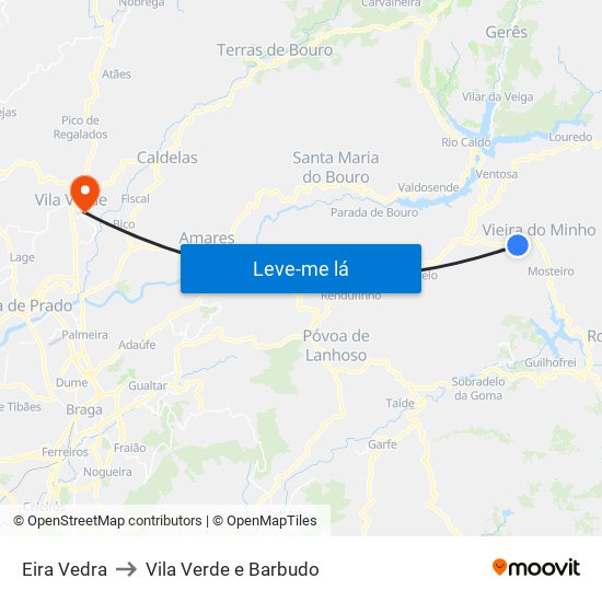 Eira Vedra to Vila Verde e Barbudo map