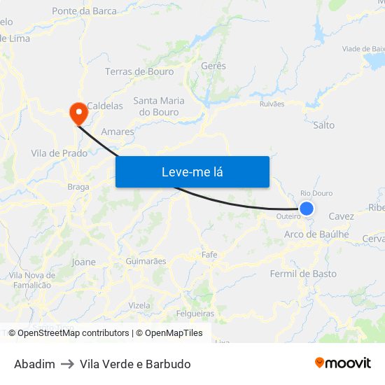 Abadim to Vila Verde e Barbudo map