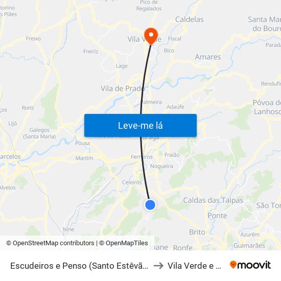 Escudeiros e Penso (Santo Estêvão e São Vicente) to Vila Verde e Barbudo map