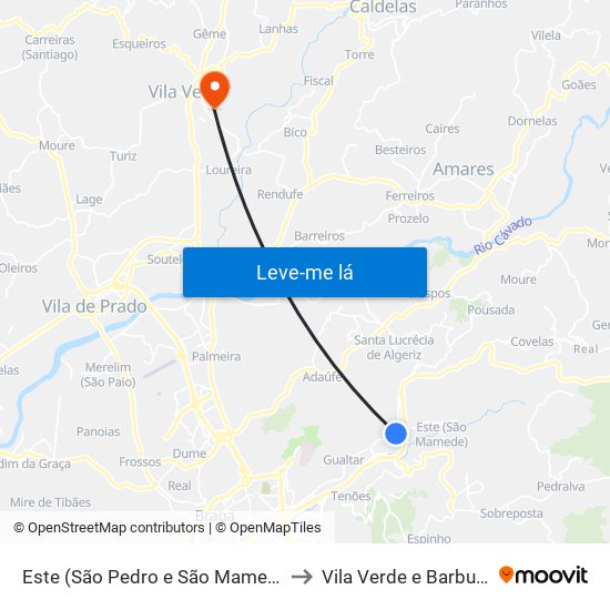 Este (São Pedro e São Mamede) to Vila Verde e Barbudo map