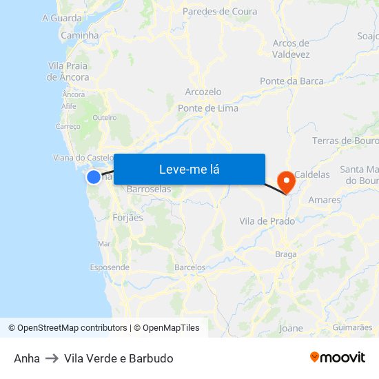 Anha to Vila Verde e Barbudo map