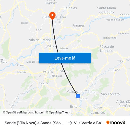 Sande (Vila Nova) e Sande (São Clemente) to Vila Verde e Barbudo map