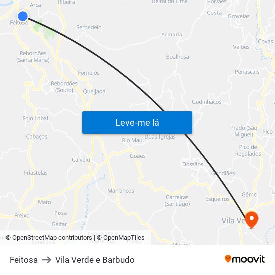 Feitosa to Vila Verde e Barbudo map