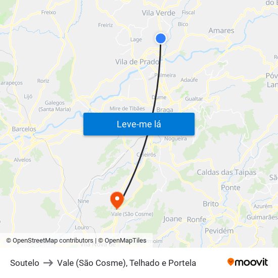 Soutelo to Vale (São Cosme), Telhado e Portela map