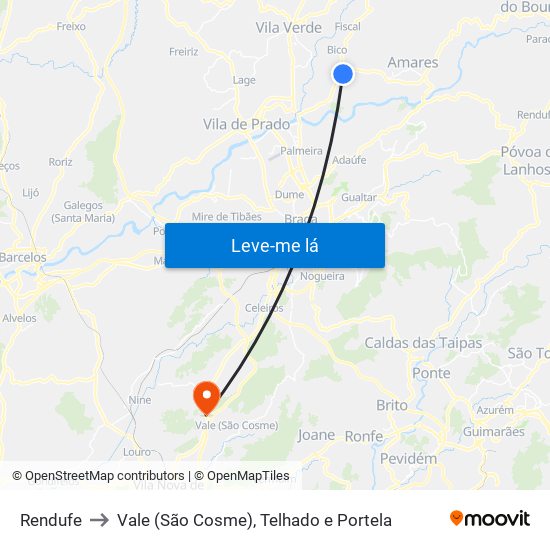 Rendufe to Vale (São Cosme), Telhado e Portela map