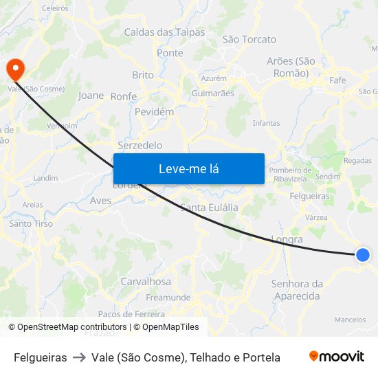 Felgueiras to Vale (São Cosme), Telhado e Portela map