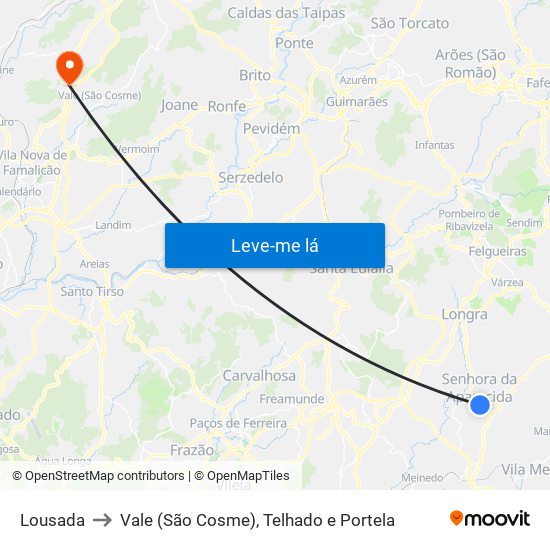 Lousada to Vale (São Cosme), Telhado e Portela map