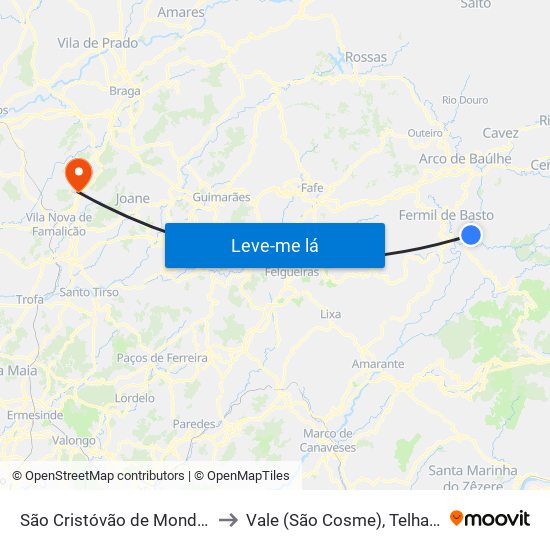 São Cristóvão de Mondim de Basto to Vale (São Cosme), Telhado e Portela map