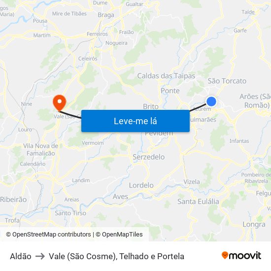 Aldão to Vale (São Cosme), Telhado e Portela map