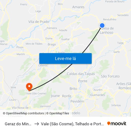 Geraz do Minho to Vale (São Cosme), Telhado e Portela map