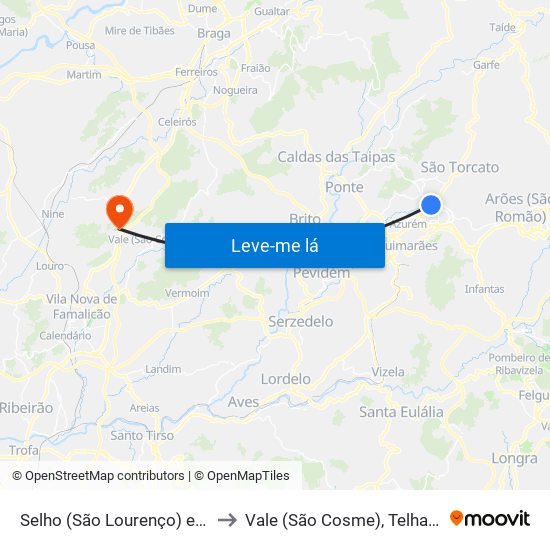 Selho (São Lourenço) e Gominhães to Vale (São Cosme), Telhado e Portela map