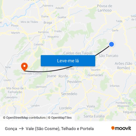 Gonça to Vale (São Cosme), Telhado e Portela map